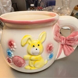 Vintage Nancy Pew Mug Cup Baby Duck Bunny Rabbit Bow Mig/Planter Giftwares Co